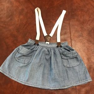 Chambray Polka Dot Suspender Skirt -Infant